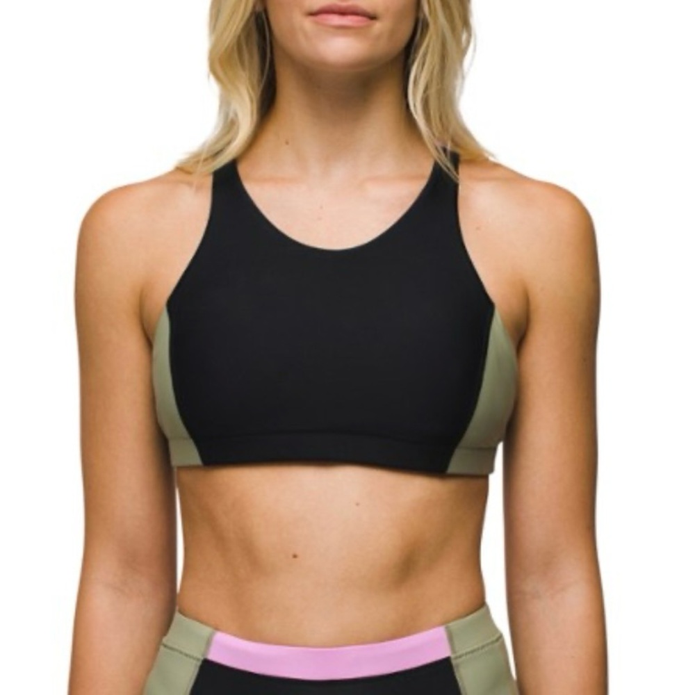 Prana Baja Bound Swim Top Black Colorblock Bikini Top Size Small